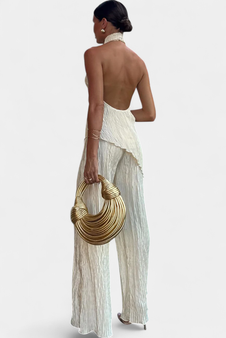 Veronica Conjunto Elegante Plisado de Top Asimétrico - PaulaMilan
