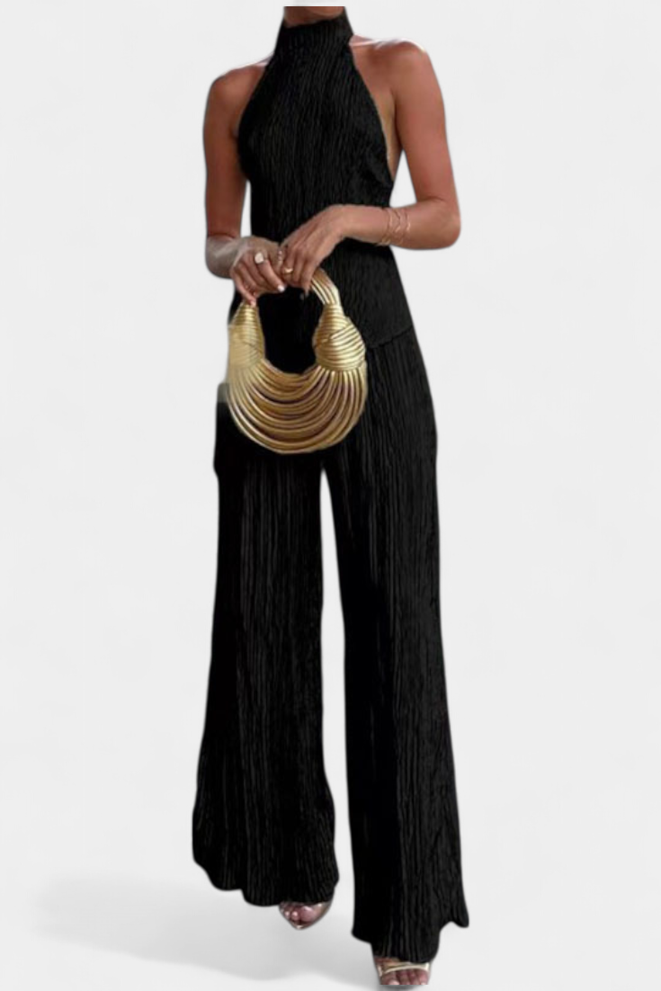 Veronica Conjunto Elegante Plisado de Top Asimétrico - PaulaMilan