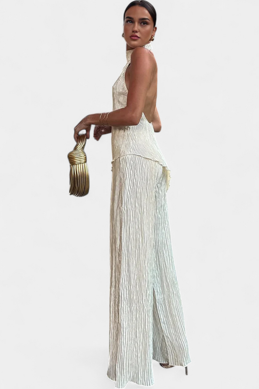 Veronica Conjunto Elegante Plisado de Top Asimétrico - PaulaMilan