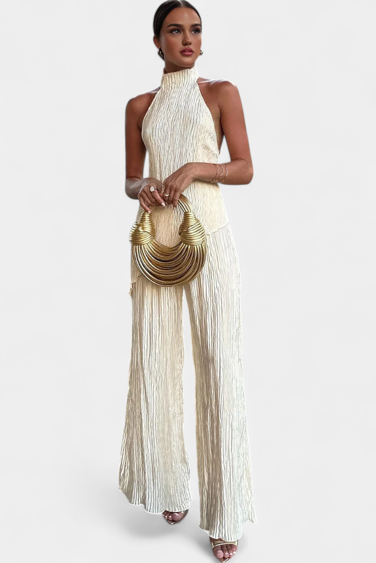 Veronica Conjunto Elegante Plisado de Top Asimétrico - PaulaMilan