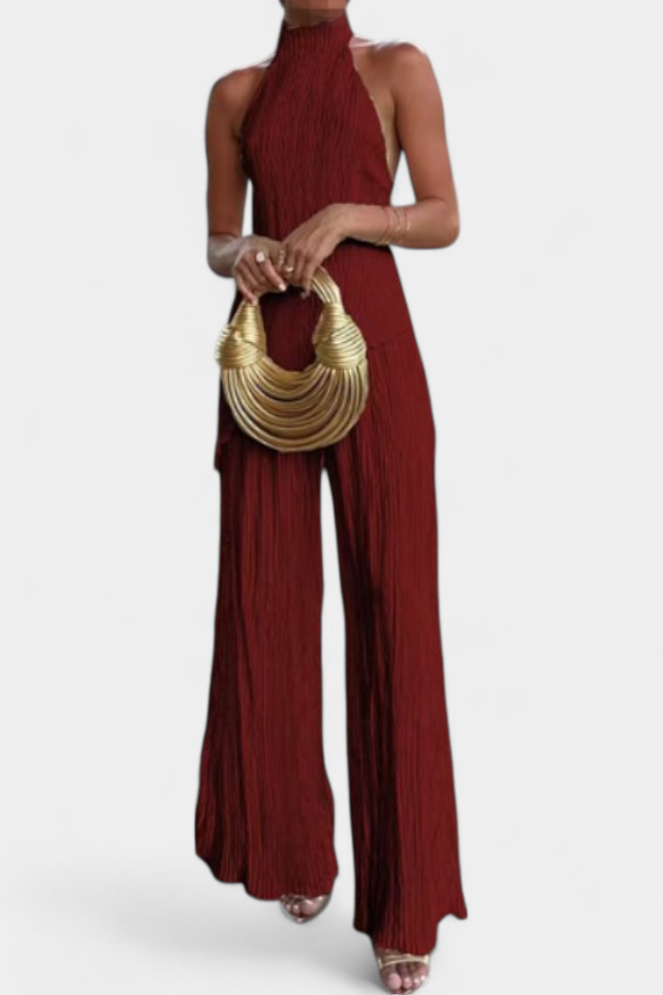 Veronica Conjunto Elegante Plisado de Top Asimétrico - PaulaMilan